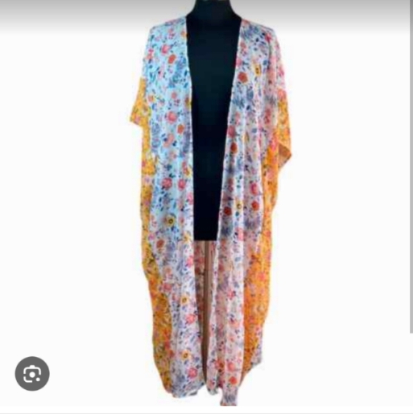 Lane Bryant Long SheerFloral Multicolor Kimono - Picture 1 of 3